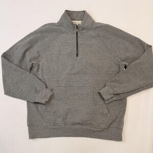 Flint And Tinder Sweatshirt Mens Large Gray 1/4 Zip Fleece Kangaroo Pocket USA